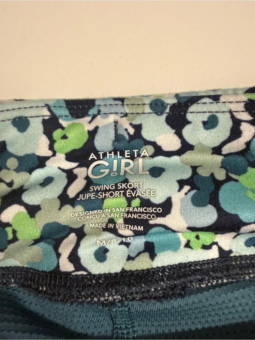 Athleta Girl Swing Skort Blue Green Floral design Sz. L 8-10
